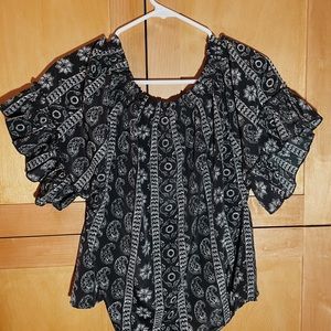 Boho Paisley Off The Shoulder Top